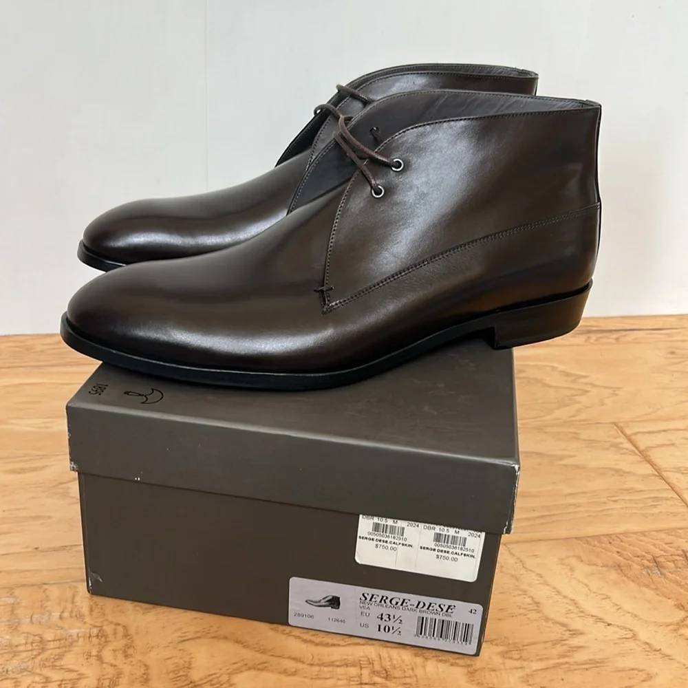 Robert Clergerie NIB Serge-dese Brown Leather Chukka Boot 10.5 EU 43 1/2